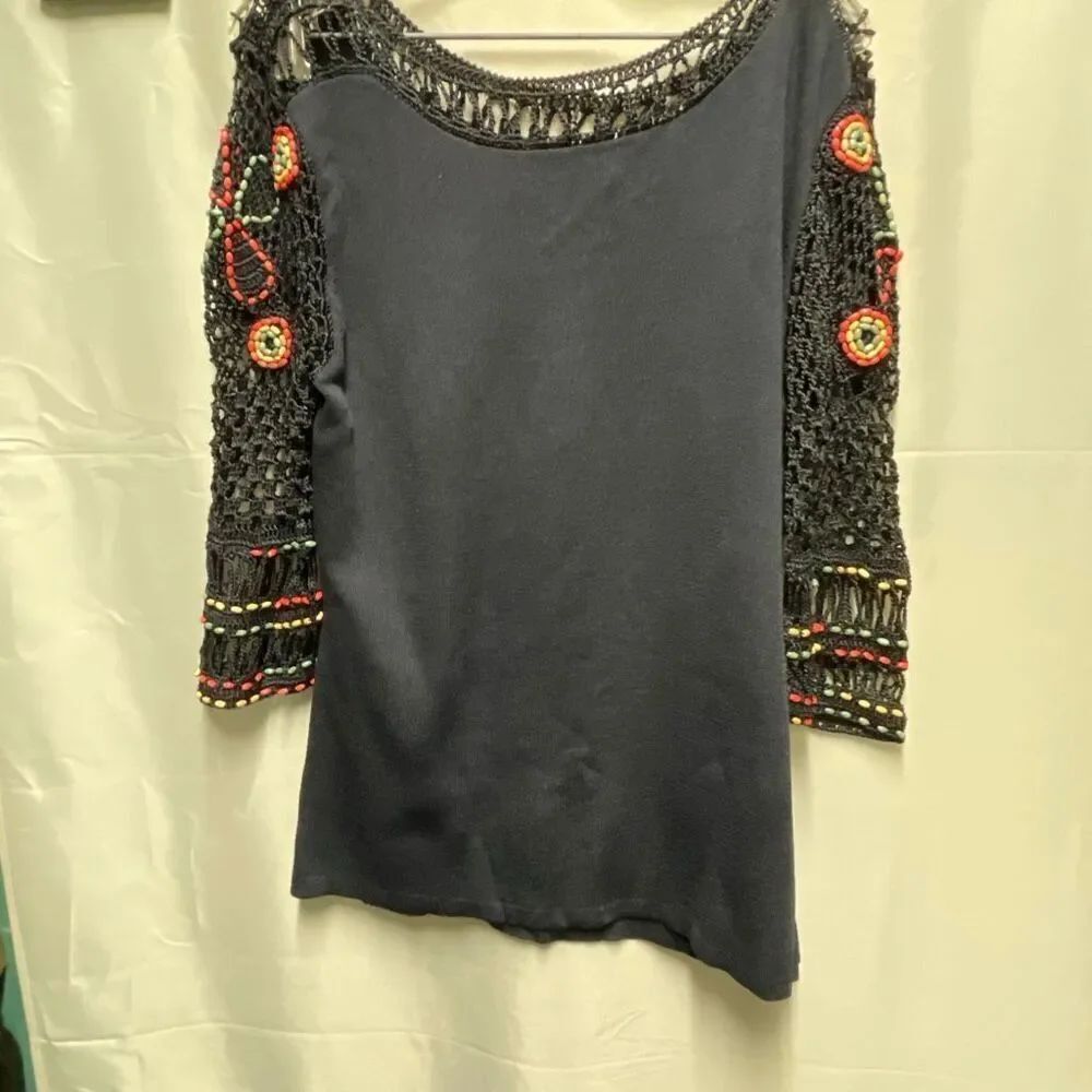 Joseph A. Ponteββknit size L crocheted beaded sleeves.